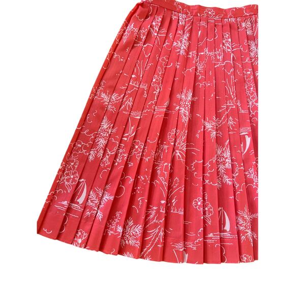 Vintage 2 Piece Pink Coral Collared Blouse & Matching Pleated Skirt Est Size - S - Picture 8 of 10